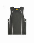 SupaWear airflow singlet grey dark gray tank top with white contrast stitching along the seams