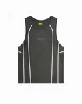 SupaWear airflow singlet grey dark gray tank top with white contrast stitching along the seams