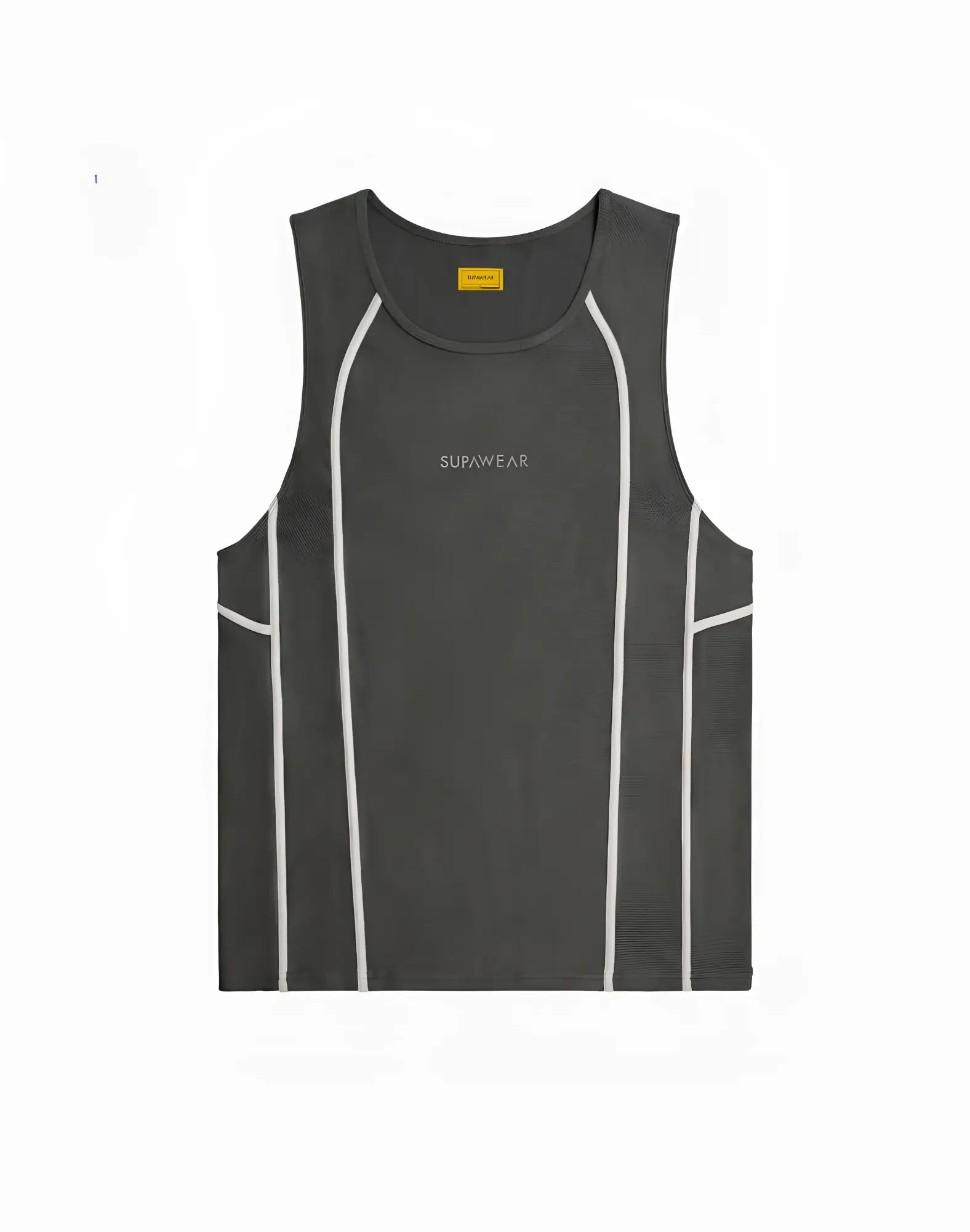 SupaWear airflow singlet grey dark gray tank top with white contrast stitching along the seams