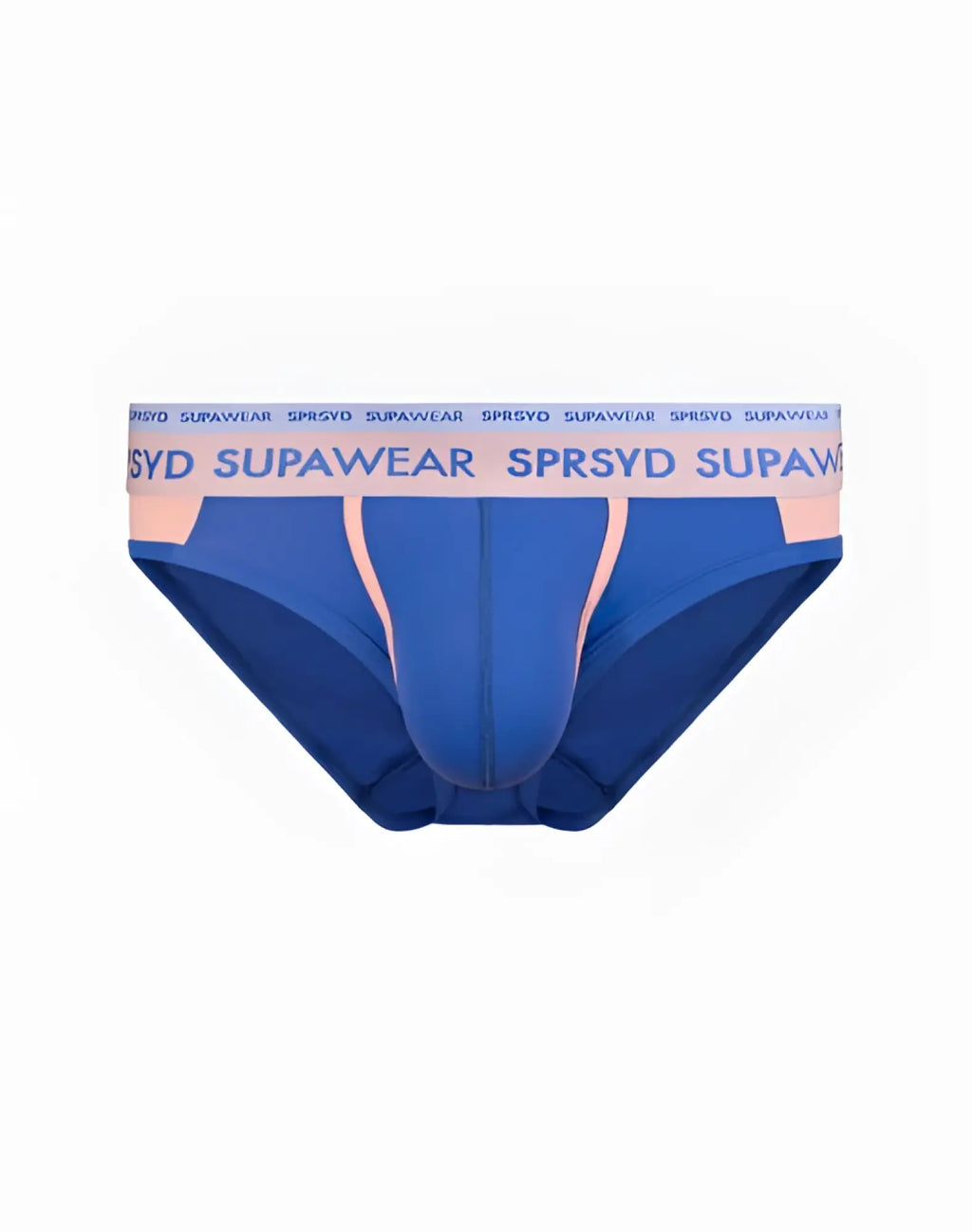 SupaWear dual brief underwear in blue and pink color blocked design with a branded waistband for comfortable wear