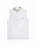White SUPAWEAR gym2street sleeveless vest with half-zip front and subtle black logo on chest