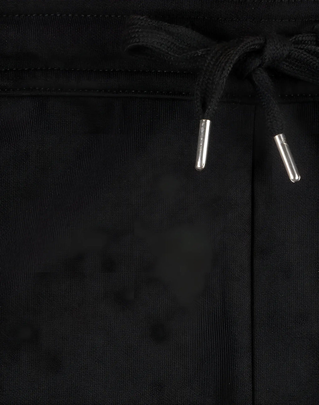 SupaWear black jersey shorts with a black drawstring waistband and silver metal aglets
