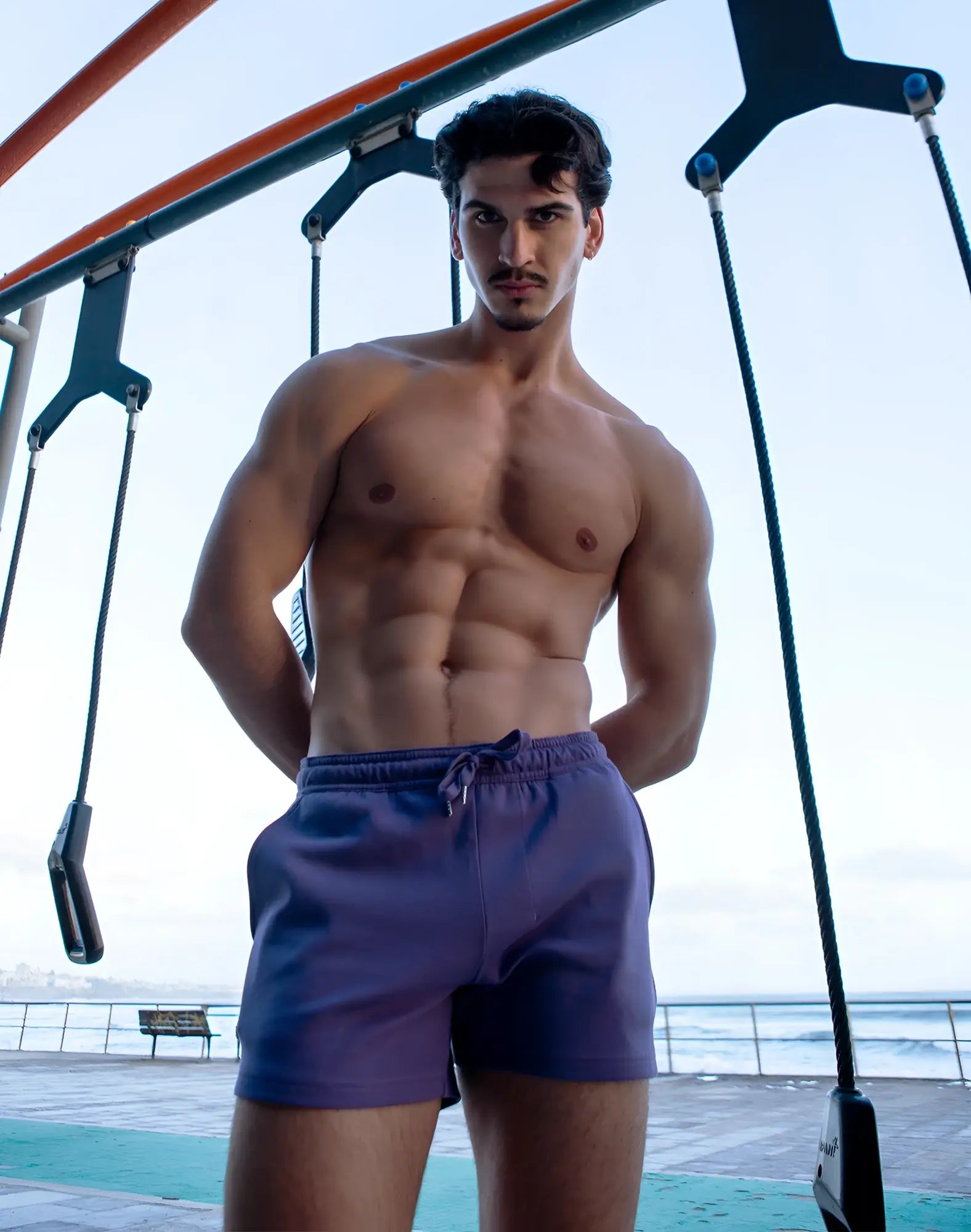 Purple supawear jersey shorts with drawstring waistband made of lightweight fabric for athletic use