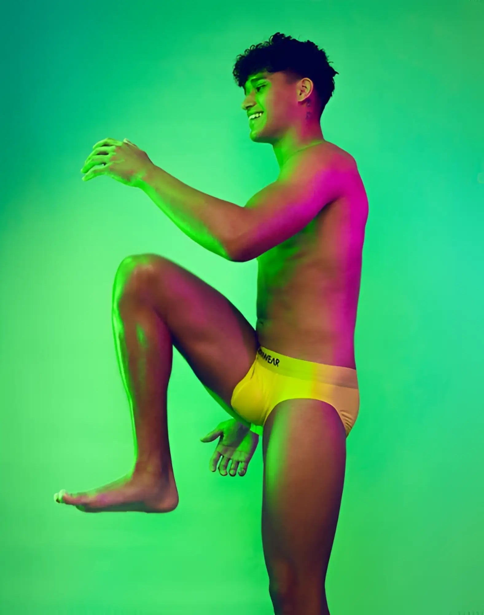 SupaWear neon brief underwear in cyber lime with underwear branded waistband for comfortable everyday wear