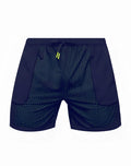 SupaWear neon mesh shorts black neon navy blue athletic shorts with perforated mesh and neon green drawstring accents