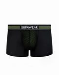 Black supawear neon mesh trunk underwear with mesh panel and neon green trim for breathable comfort