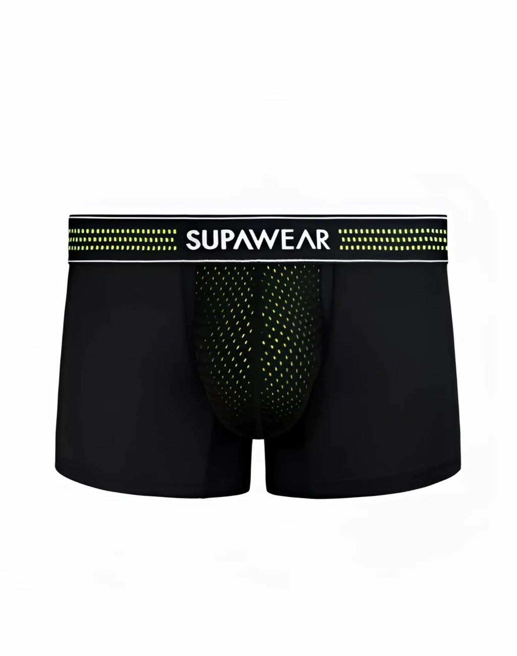 Black supawear neon mesh trunk underwear with mesh panel and neon green trim for breathable comfort