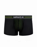 Black supawear neon mesh trunk underwear with mesh panel and neon green trim for breathable comfort