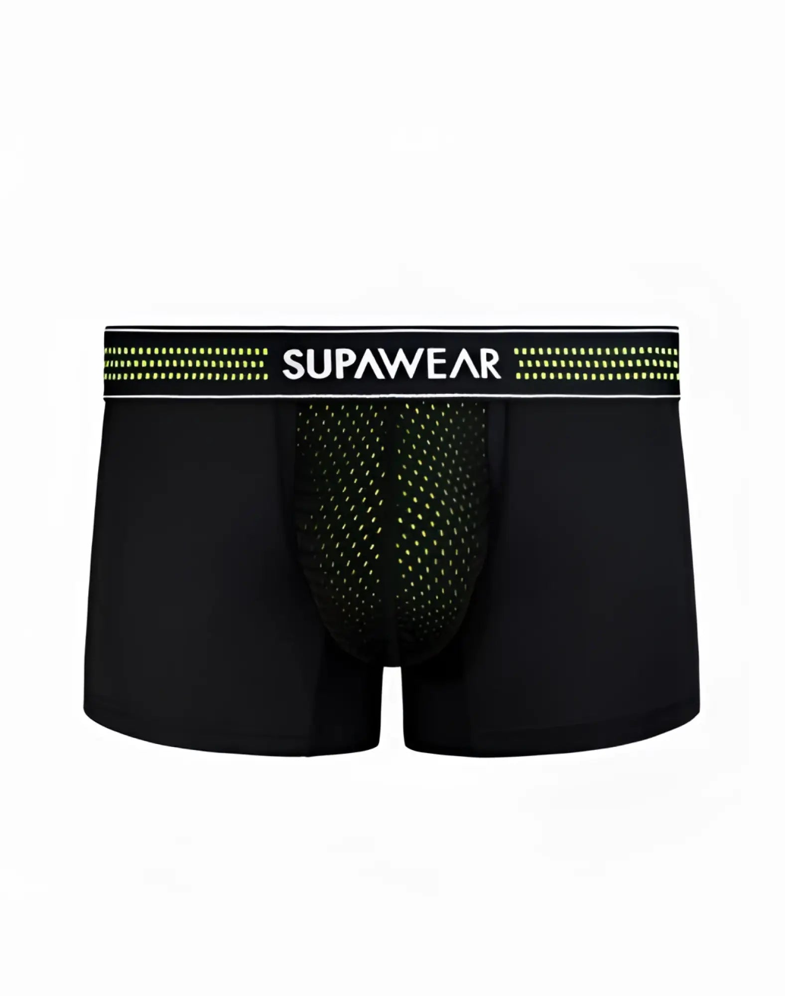 Black supawear neon mesh trunk underwear with mesh panel and neon green trim for breathable comfort