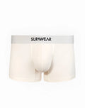 SupaWear Neon Trunk underwear ivory cream-colored boxer briefs with light gray waistband and black brand lettering