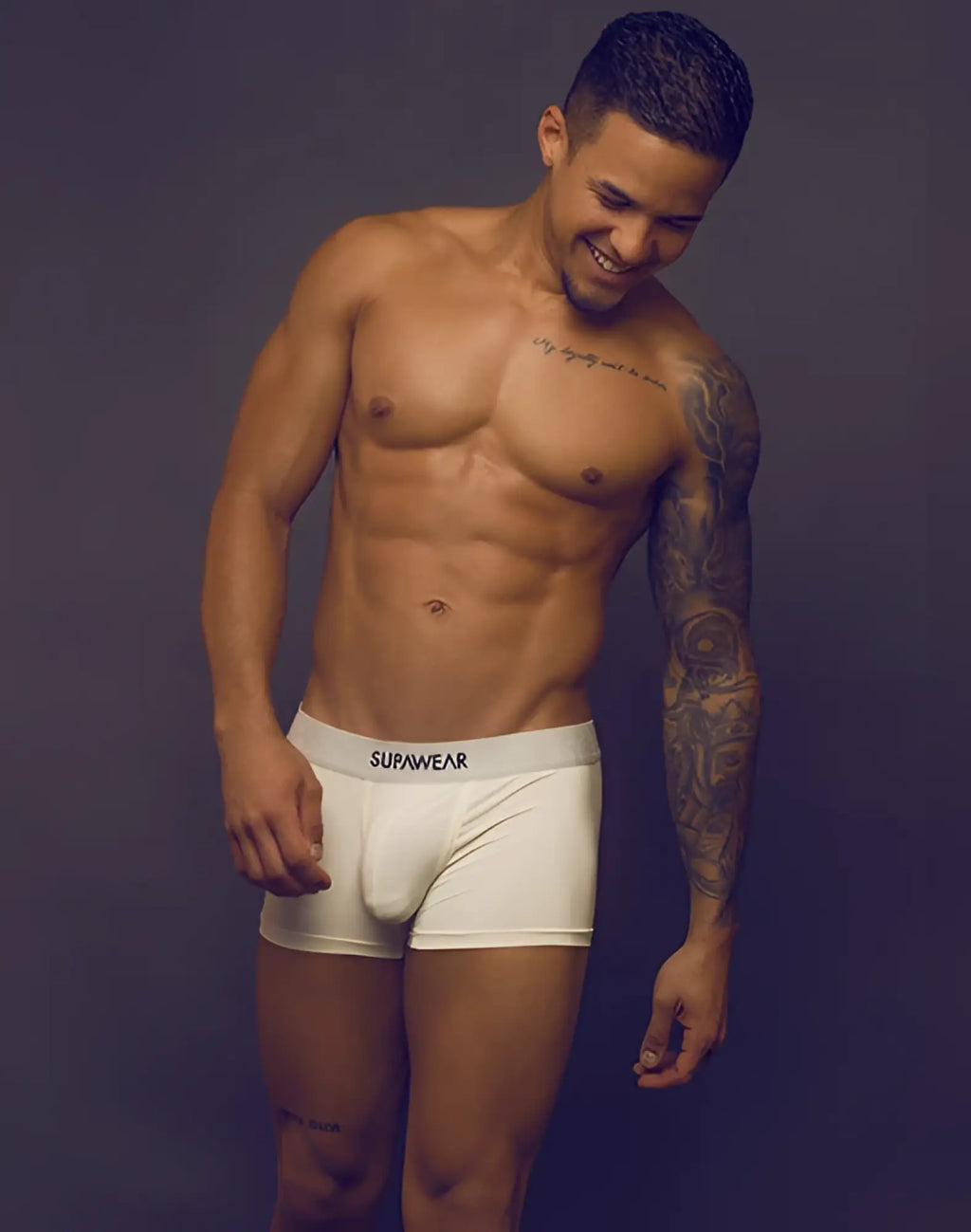 White supawear boxer briefs with a clean minimalist design in ivory for comfortable everyday wear