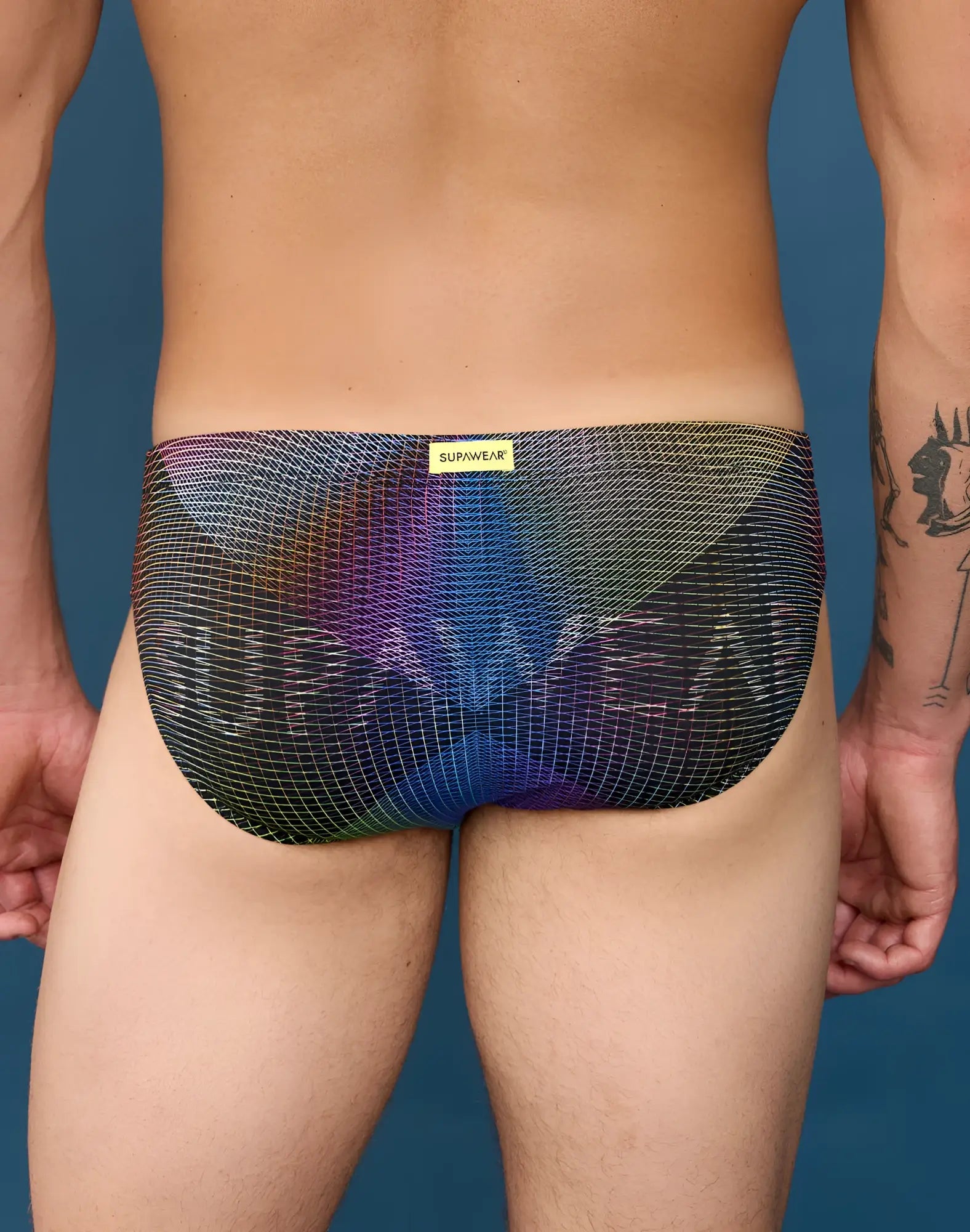 Rainbow gradient mesh briefs with supawear branding in printed pride brief underwear for vibrant comfort and support