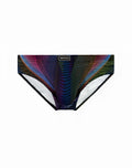SupaWear printed pride brief underwear featuring vibrant rainbow stripes with a sleek modern design and white lining