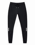 Black supawear pro-training jogger pants with white reflective stripes and a drawstring waistband for training