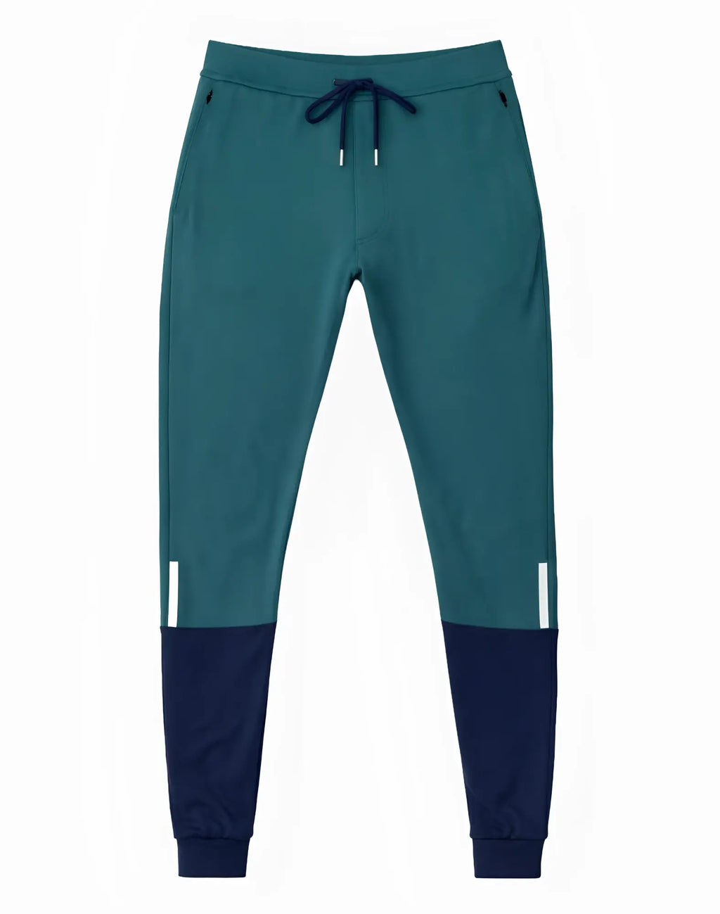 SupaWear pro-training pants in boost green teal and navy blue with white reflective side stripes for active wear