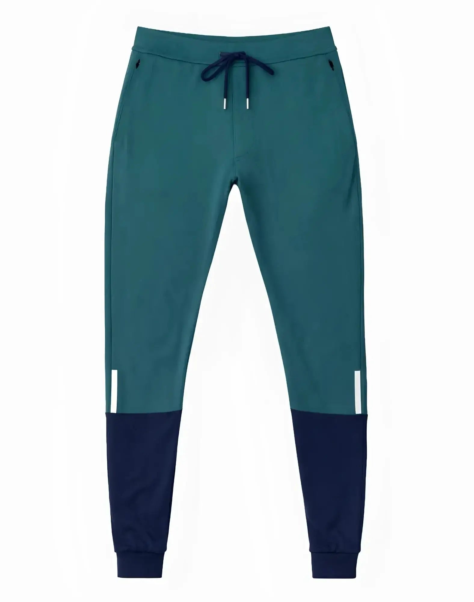 SupaWear pro-training pants in boost green teal and navy blue with white reflective side stripes for active wear