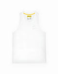 SupaWear racer back singlet in grey white with yellow inner collar and subtle logo on the chest