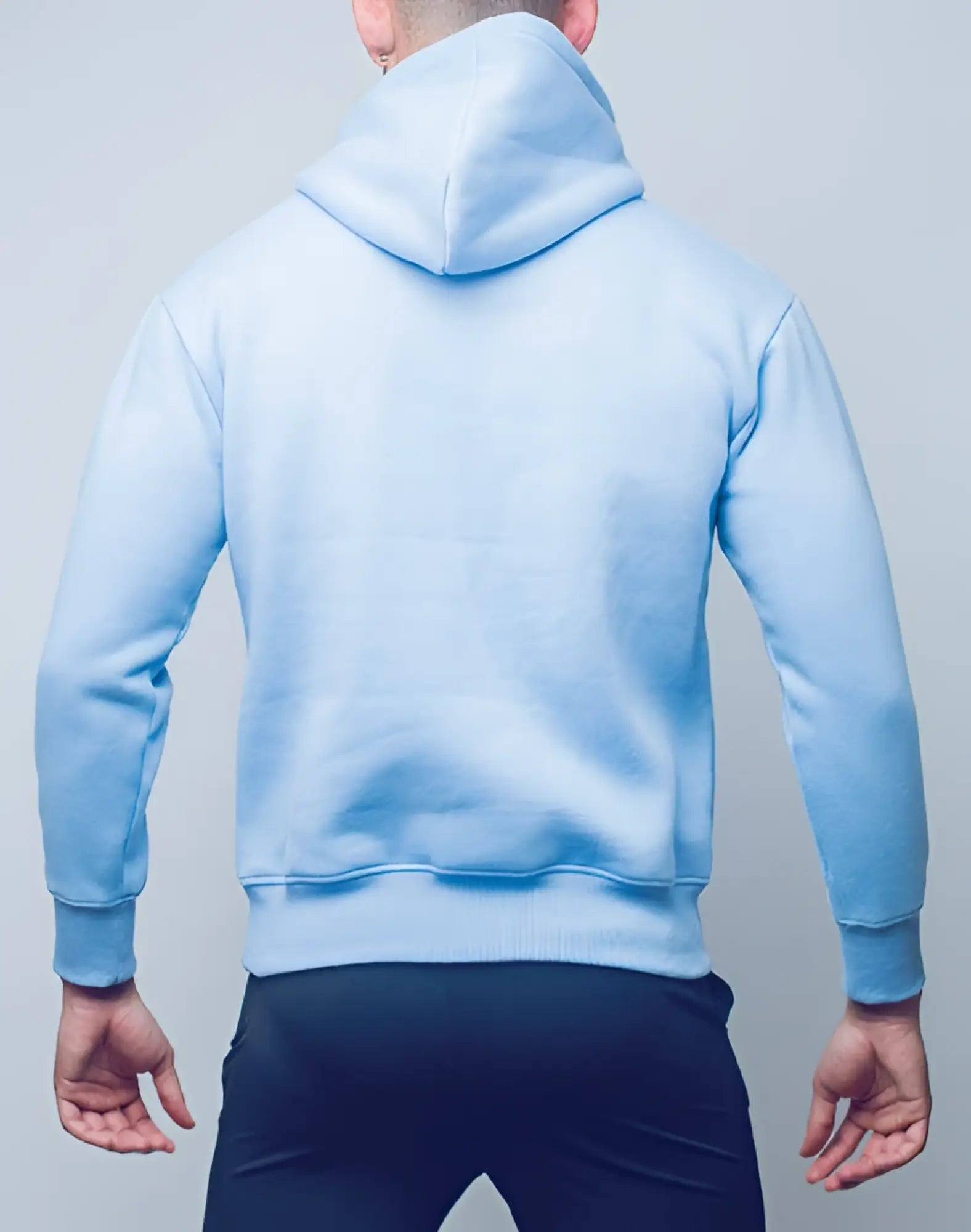 Light blue supawear recovery hoodie with soft smooth fabric and ribbed cuffs and hem in reboot blue color