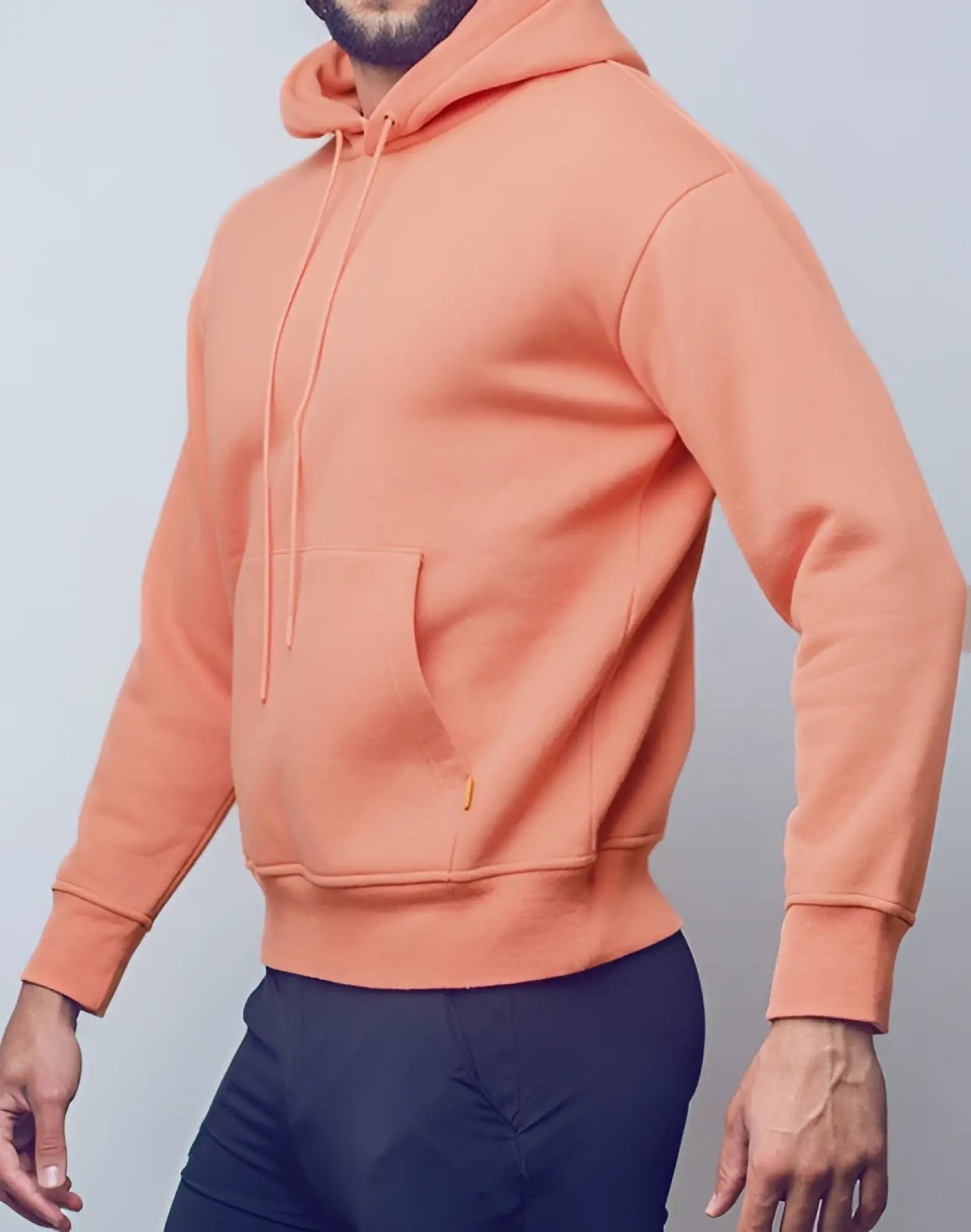SupaWear recovery hoodie in reboot clay soft peach color with drawstring hood and smooth cotton fabric front pocket