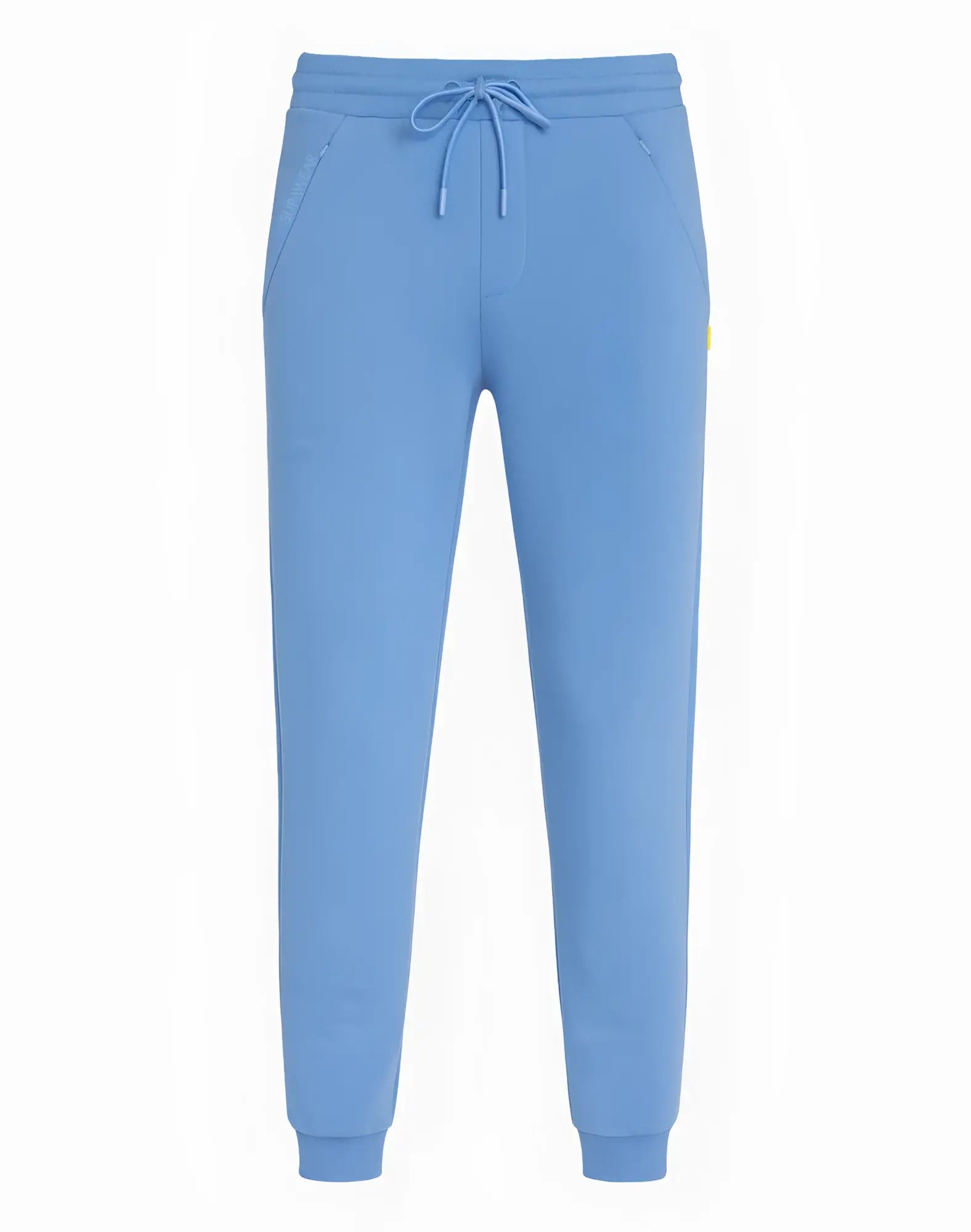 Light blue supawear recovery pants with matching drawstring waistband and subtle side pockets for comfort wear
