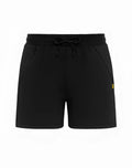 SupaWear recovery shorts black with drawstring waistband subtle side pockets and Subaru logo embroidered on one leg