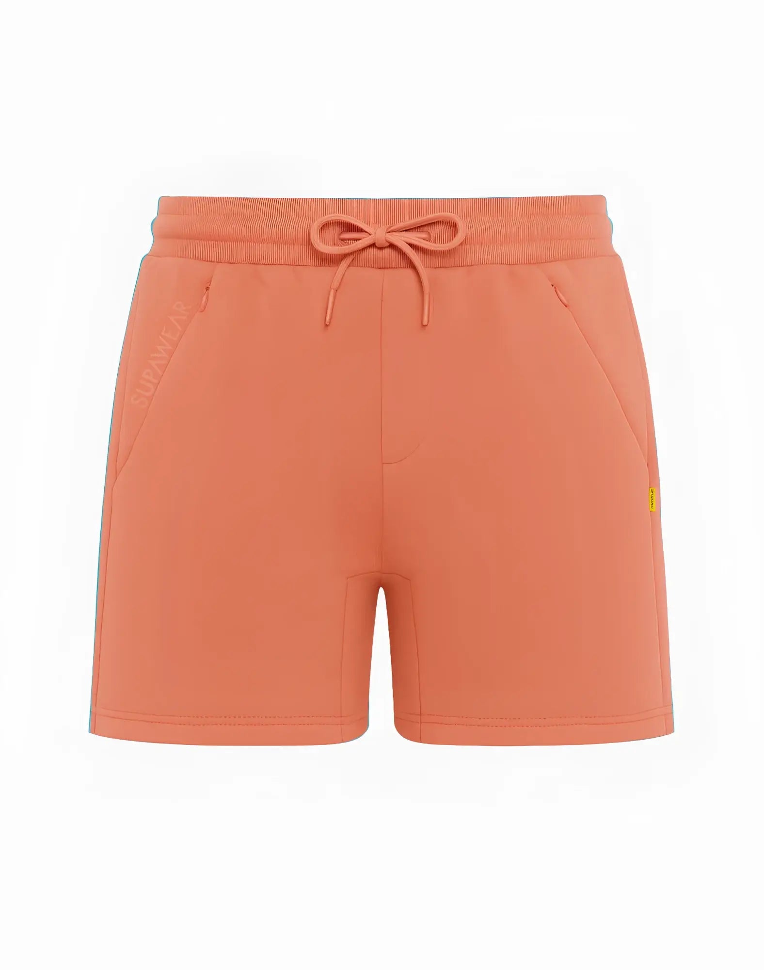 SupaWear recovery shorts in reboot clay coral with soft texture drawstring waistband and subtle side pockets