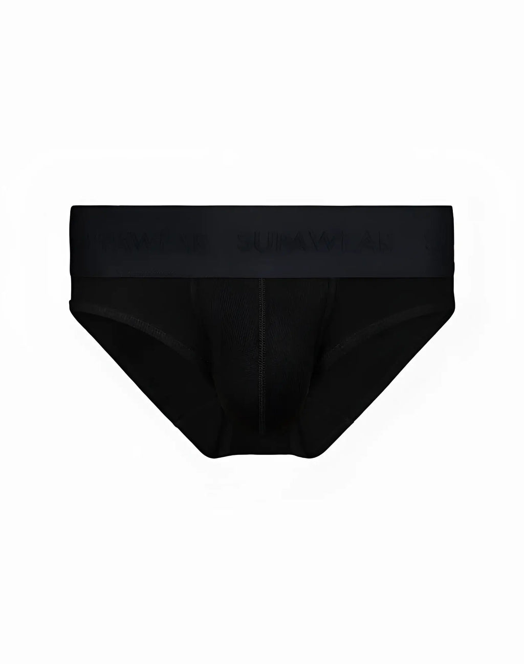 SupaWear ribbed brief underwear in black with smooth form-fitting design and subtle branded waistband for men