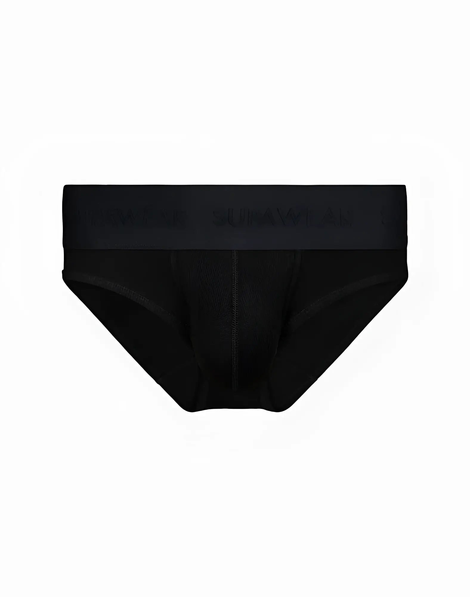 SupaWear ribbed brief underwear in black with smooth form-fitting design and subtle branded waistband for men