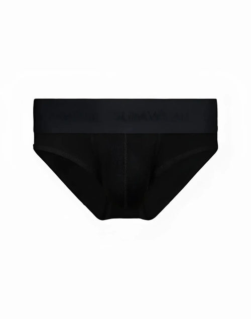 SupaWear ribbed brief underwear in black with smooth form-fitting design and subtle branded waistband for men