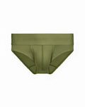 Olive green supawear ribbed briefs with a ribbed waistband and subtle brand embossing for comfortable underwear wear