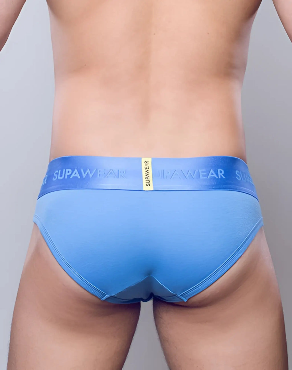 SupaweaR ribbed blue briefs with elastic waistband featuring subtle brand lettering for comfortable everyday wear
