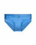 Light blue supawear ribbed brief underwear for men with a ribbed waistband featuring embossed branding marina color