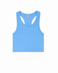 Light blue ribbed SUPAWEAR cropped singlet with racerback design made from soft breathable fabric