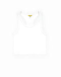 SupaWear white ribbed cropped singlet with minimalist design made from soft fabric perfect for casual wear