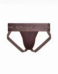 Brown supawear ribbed jockstrap underwear with textured fabric and elastic waistband featuring supawear logo
