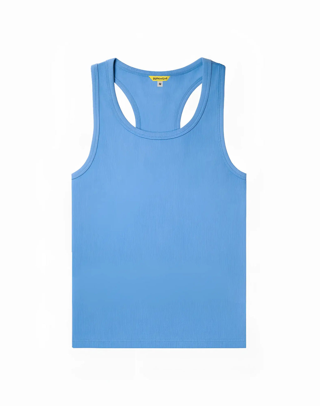Light blue ribbed SUPAWEAR singlet with racerback design made from soft fabric ideal for casual wear