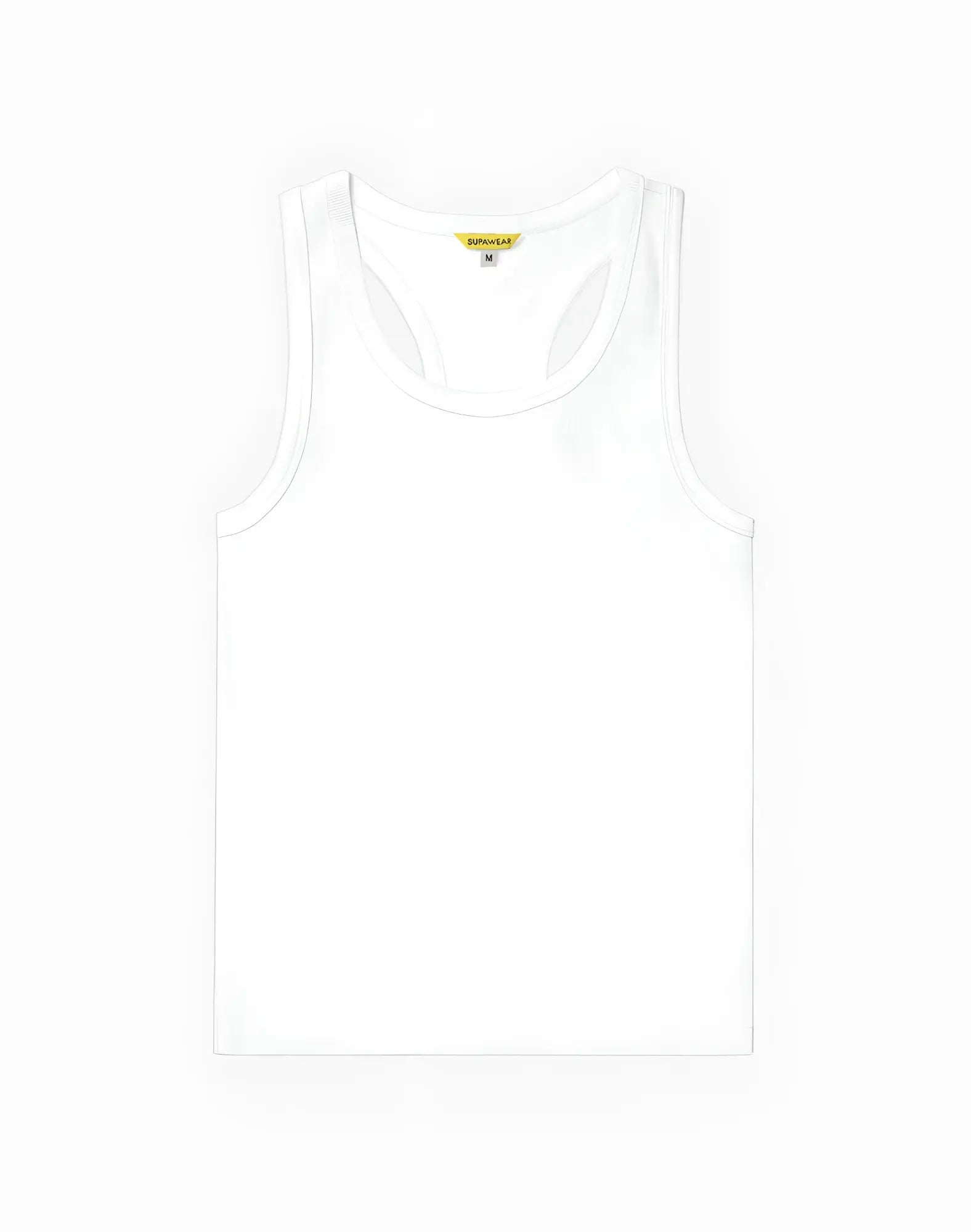 SupaWear ribbed singlet white sleeveless tank top with minimalist design and soft ribbed fabric for casual wear