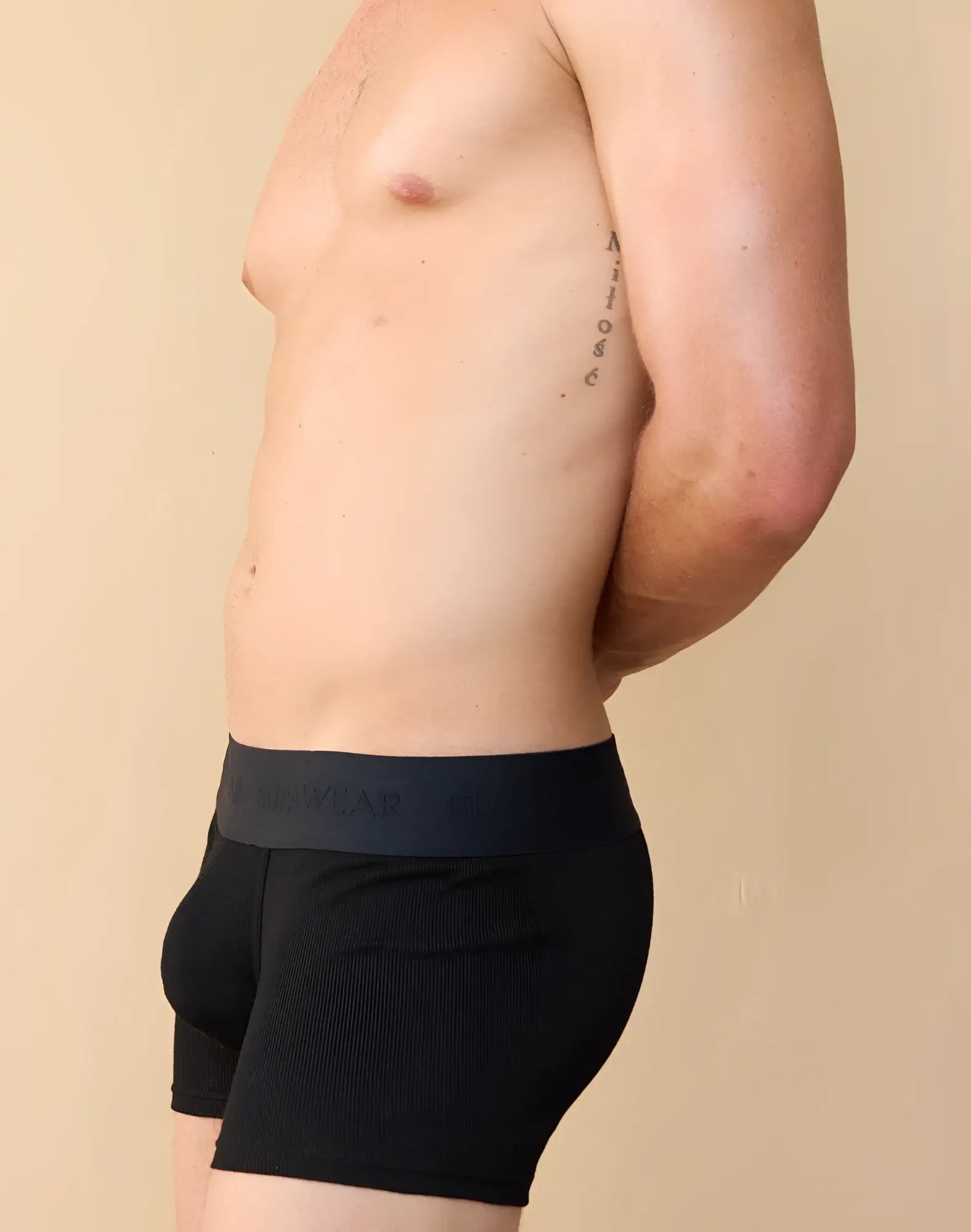 Black supawear ribbed trunk underwear featuring a ribbed waistband designed for comfortable everyday wear