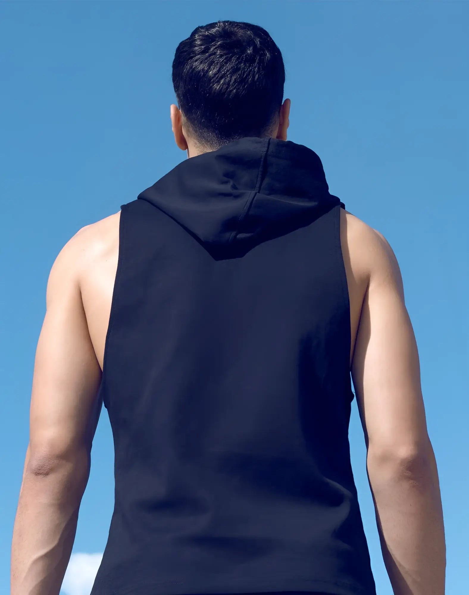 SupaWear sleeveless hoodie black made of soft fabric with a hood designed for comfortable casual wear
