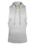 Light gray supawear sleeveless hoodie with front pocket drawstrings and embroidered logo on the chest