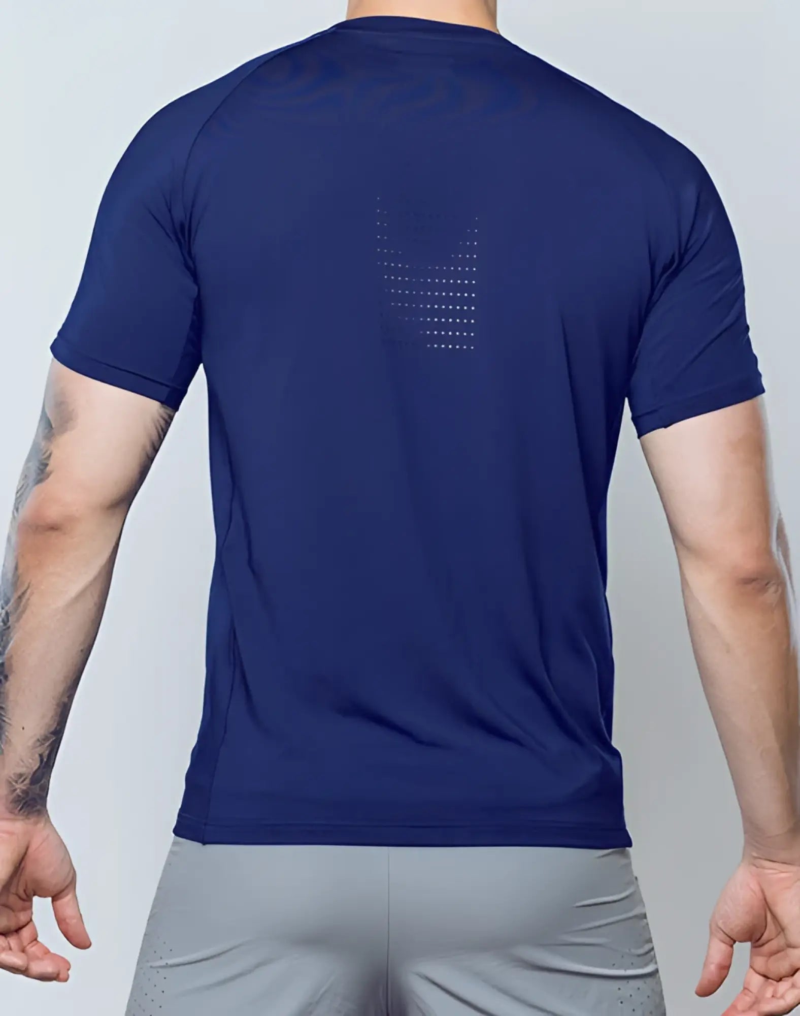 Navy blue supawear spr fit tee short-sleeved athletic shirt with perforated back design for breathability