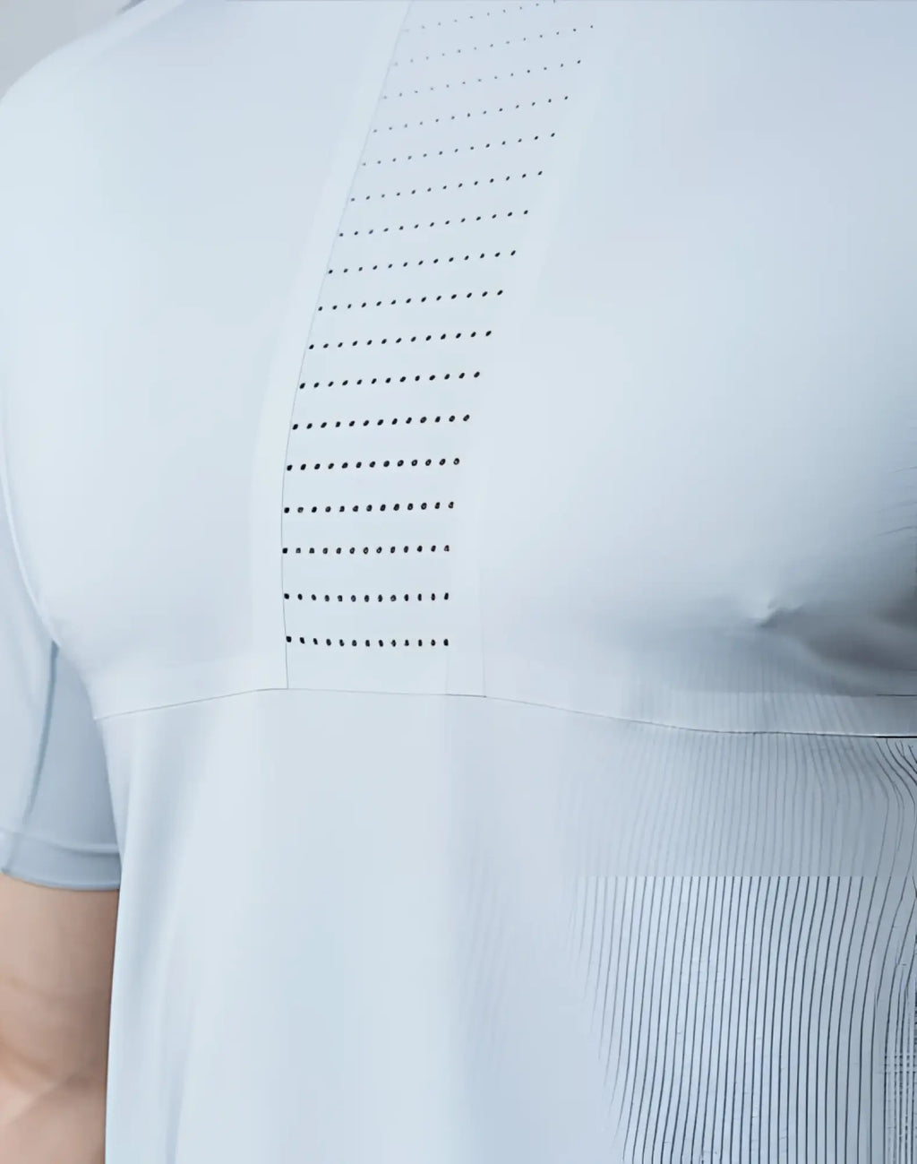 SupaWear SPR fit tee pale grey light blue athletic shirt with vertical perforated panel detailing along the side