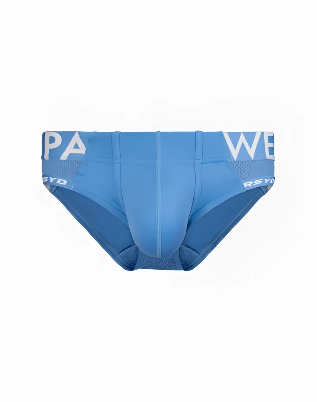 SupaWear SPR Max Brief underwear in blue with white lettering on the waistband designed for comfort and support