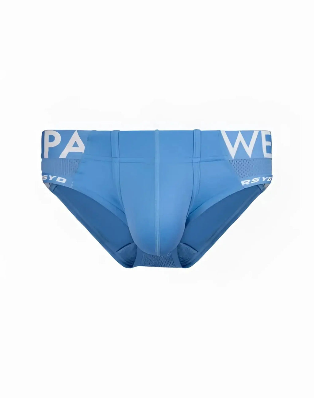 SupaWear SPR Max Brief underwear in blue with white lettering on the waistband designed for comfort and support