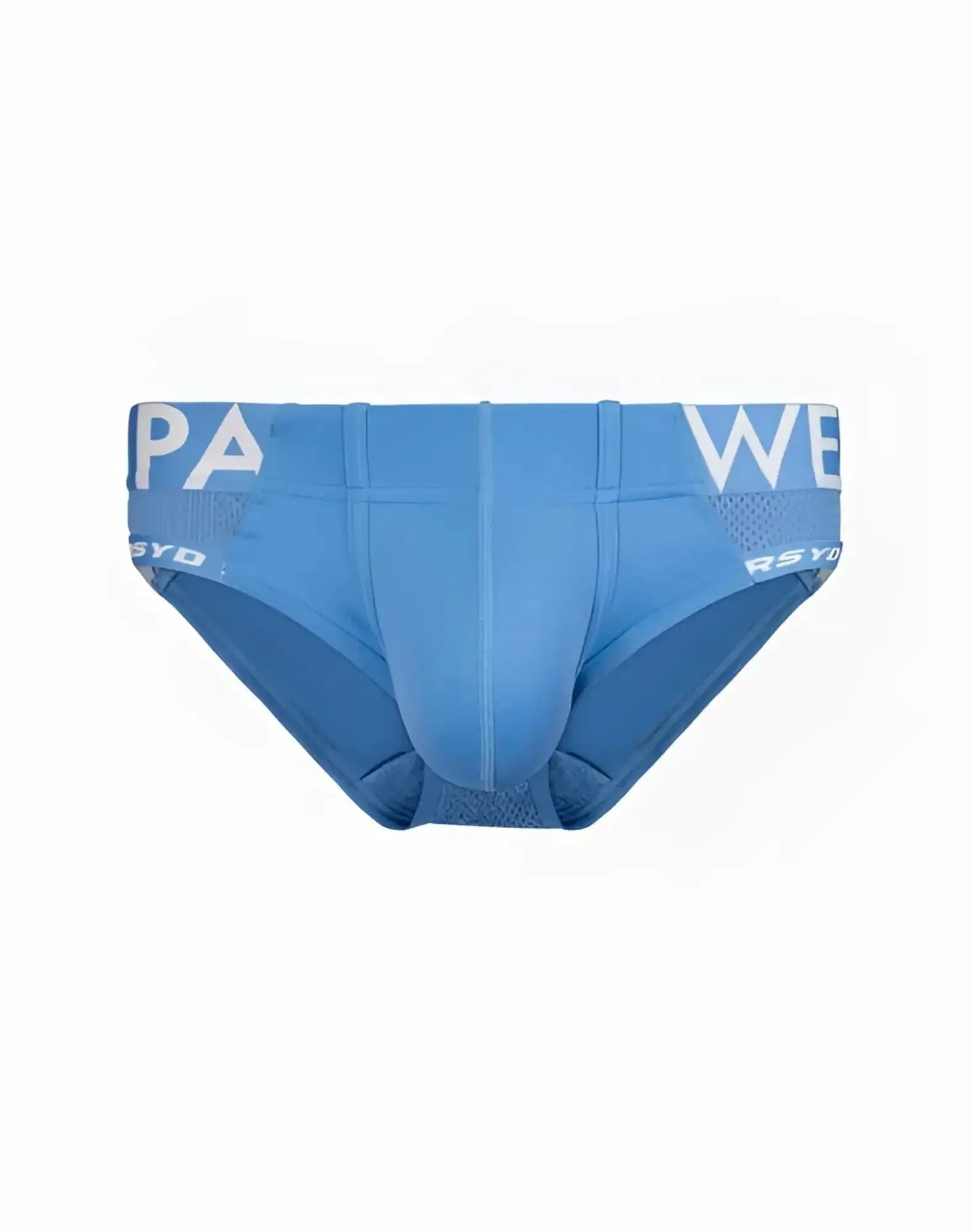 SupaWear SPR Max Brief underwear in blue with white lettering on the waistband designed for comfort and support