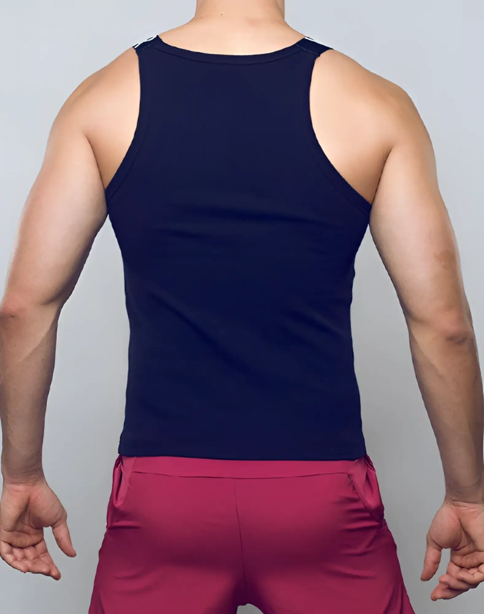 Navy blue ribbed tank top supawear spr max singlet made from lightweight breathable fabric for active wear