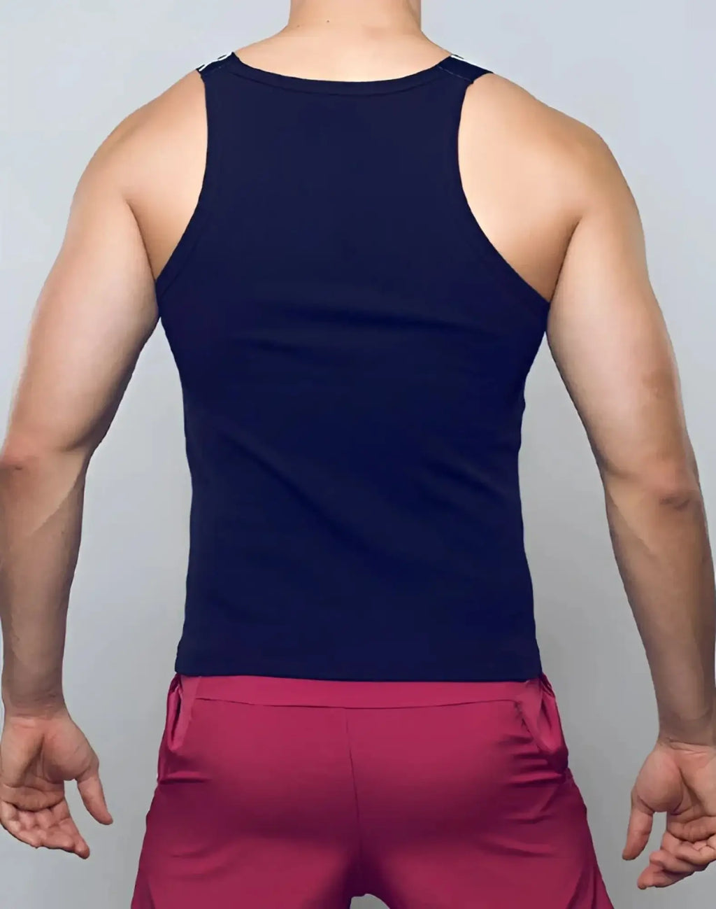 Navy blue ribbed tank top supawear spr max singlet made from lightweight breathable fabric for active wear