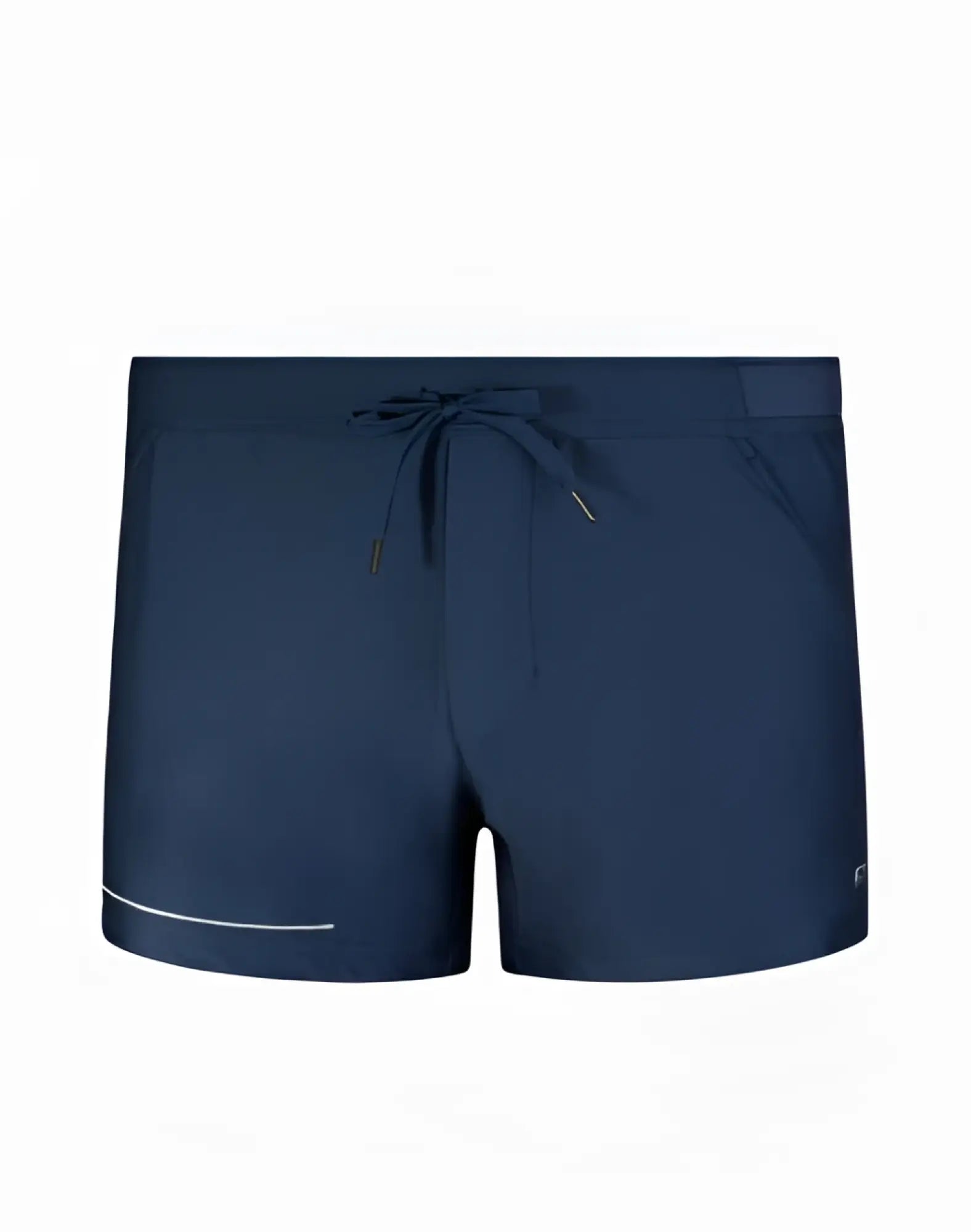 Navy blue supawear spr mesh shorts with textured fabric drawstring waistband and white trim for athletic use