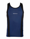 Blue and black SUPAWEAR SPR performance singlet with supawear branding in white for athletic use