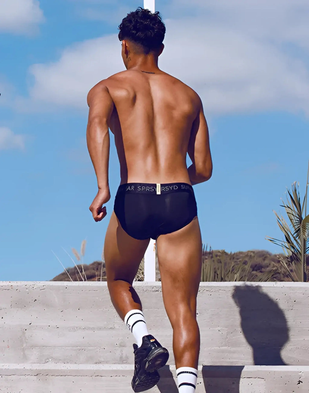 Black supawear spr pro brief underwear with white elastic waistband featuring sprint brand name in black lettering